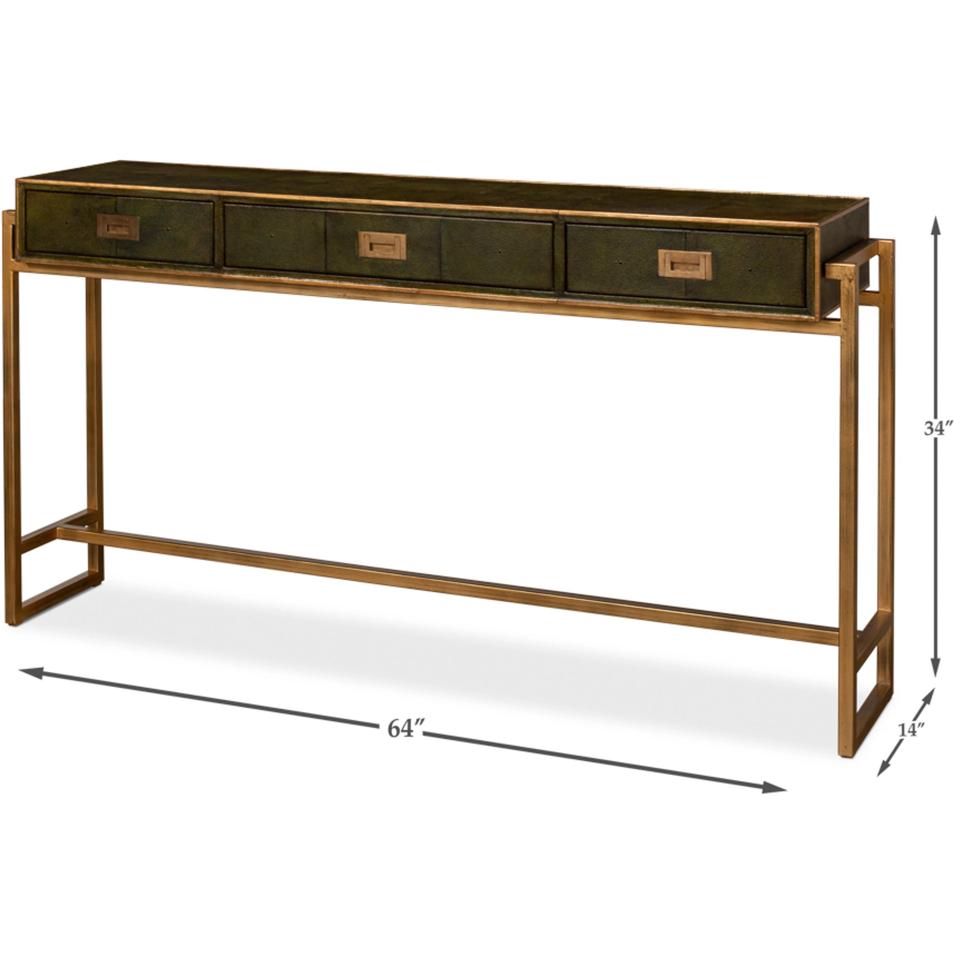 Leaf Shagreen Console Table by Sarreid Ltd. in leaf. Made from iron, leather in a modern style.