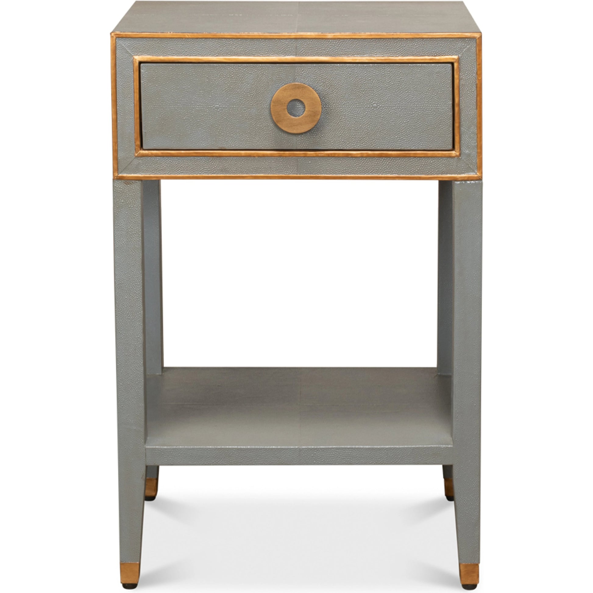 Gabriella Shagreen Nightstand by Sarreid Ltd.. Made from iron, leather in a modern style.