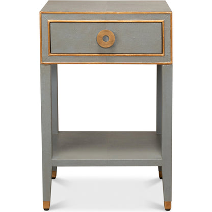 Gabriella Shagreen Nightstand by Sarreid Ltd.. Made from iron, leather in a modern style.