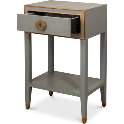 Gabriella Shagreen Nightstand by Sarreid Ltd.. Made from iron, leather in a modern style.