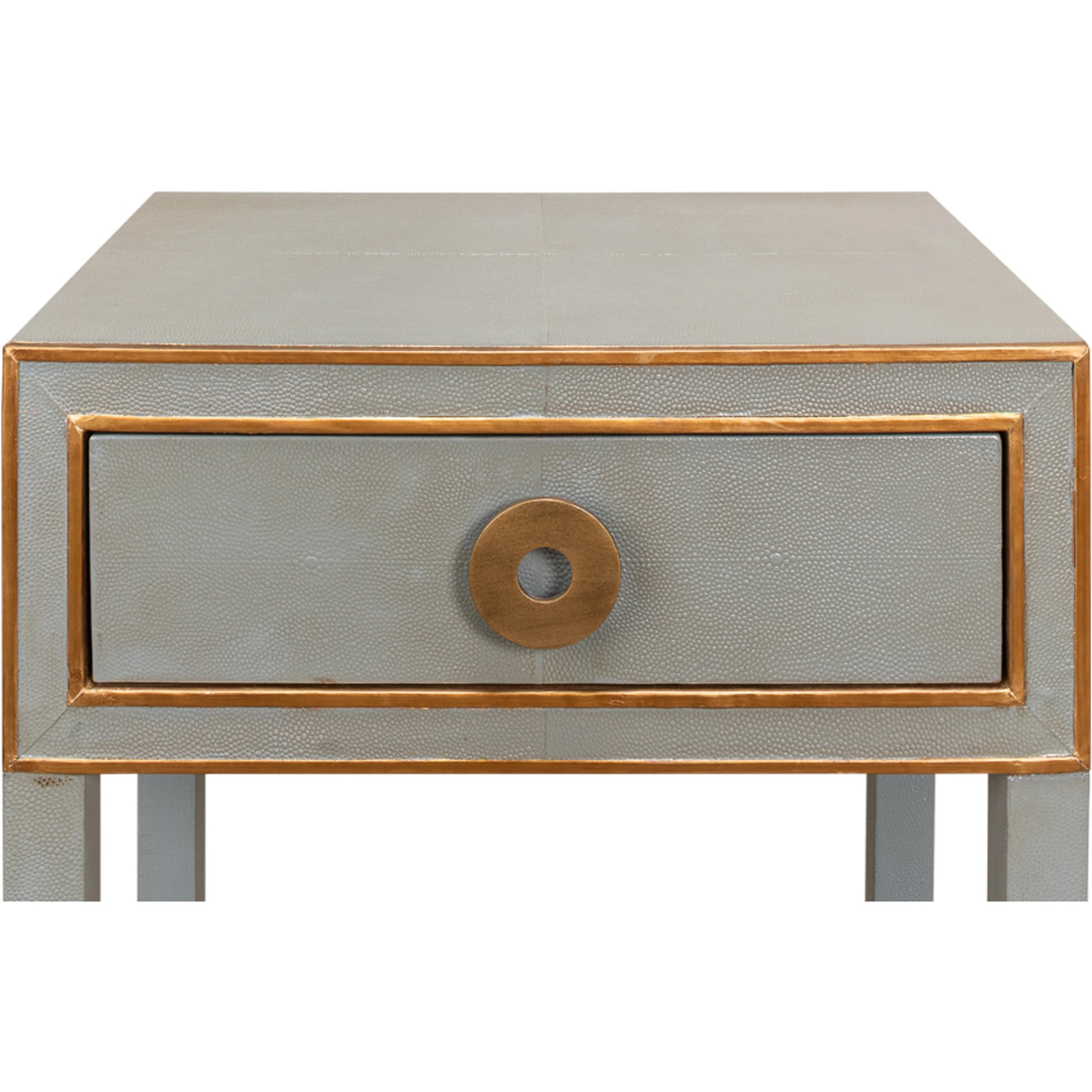 Gabriella Shagreen Nightstand by Sarreid Ltd.. Made from iron, leather in a modern style.