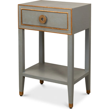 Gabriella Shagreen Nightstand by Sarreid Ltd.. Made from iron, leather in a modern style.