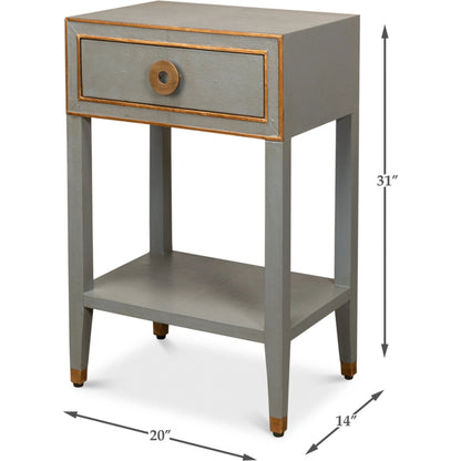 Gabriella Shagreen Nightstand by Sarreid Ltd.. Made from iron, leather in a modern style.