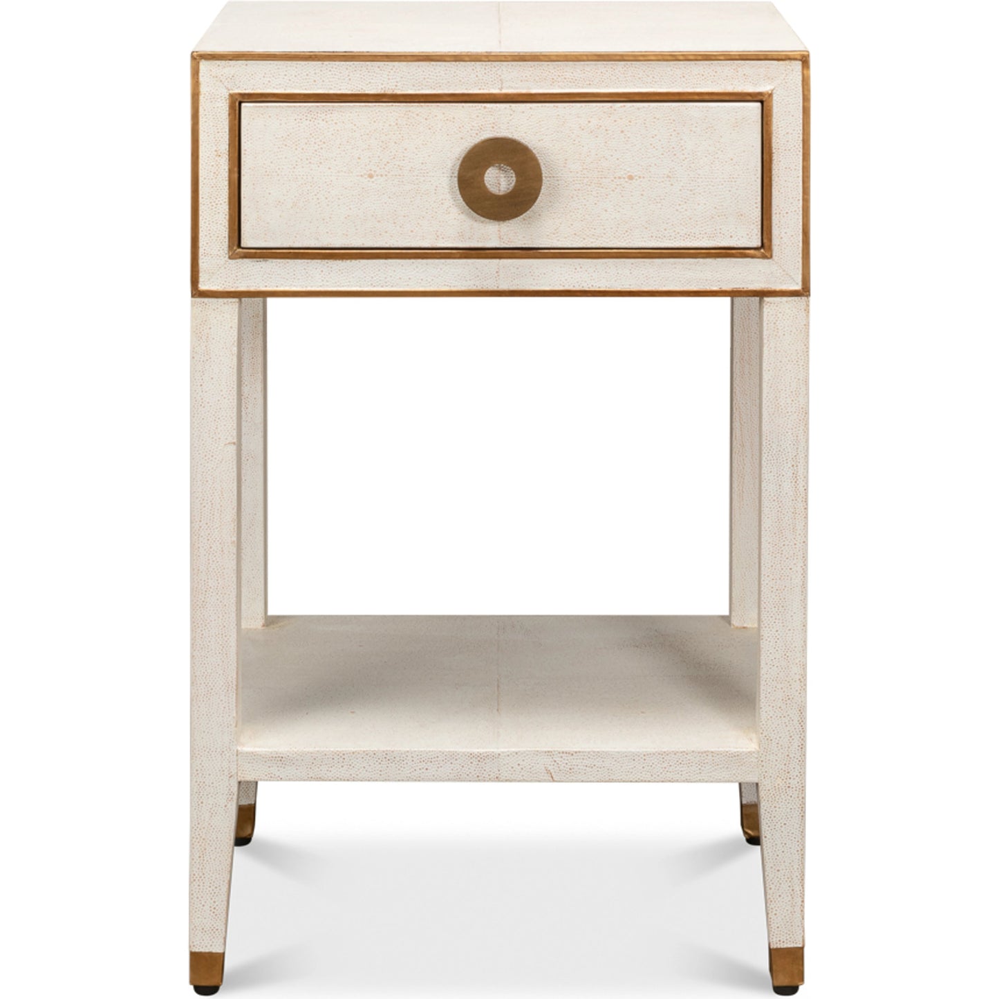 006 SI-1998420 | Additional Silo | Gabriella Shagreen Nightstand by Sarreid Ltd.. Made from iron, leather in a modern style.