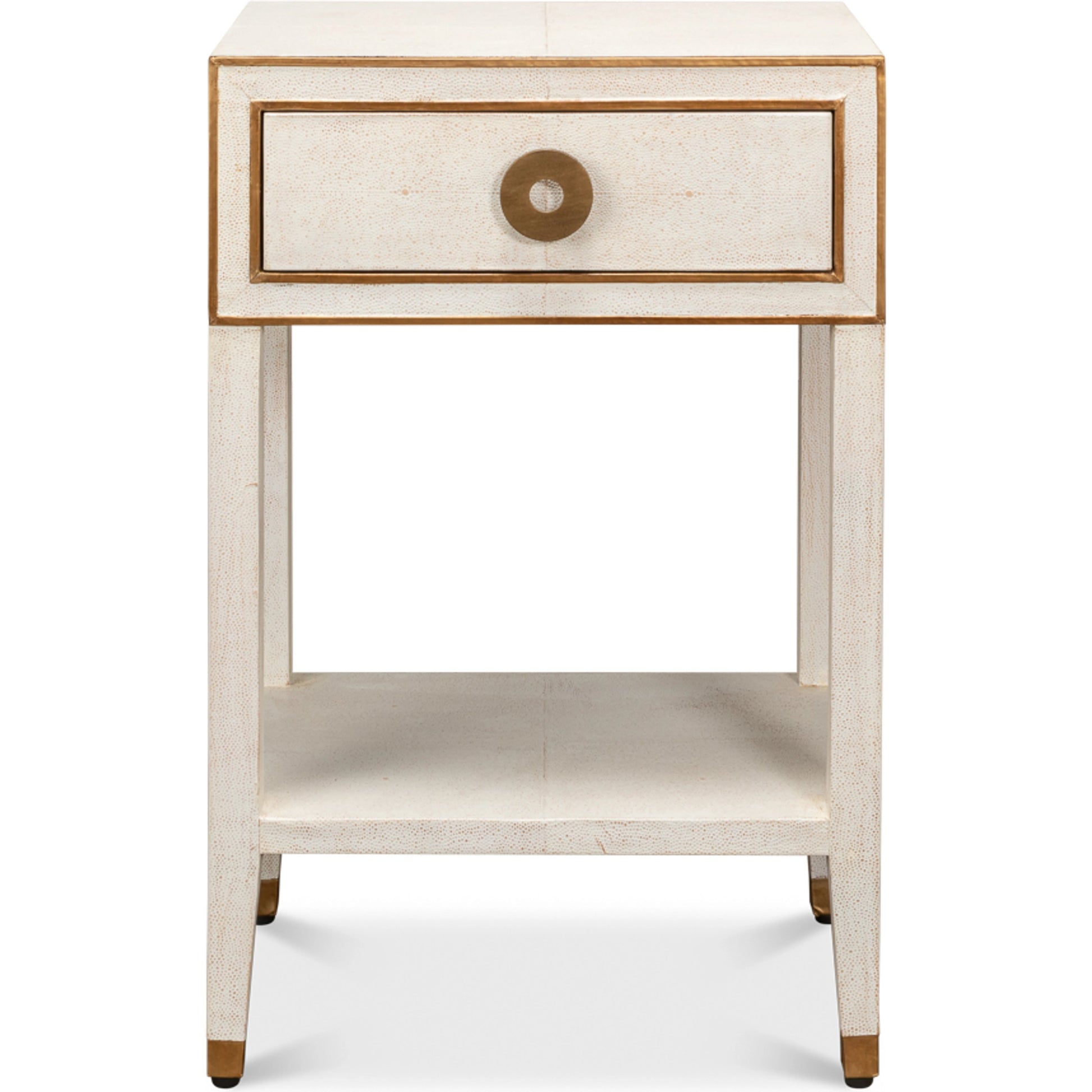 Gabriella Shagreen Nightstand by Sarreid Ltd.. Made from iron, leather in a modern style.