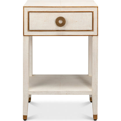 Gabriella Shagreen Nightstand by Sarreid Ltd.. Made from iron, leather in a modern style.