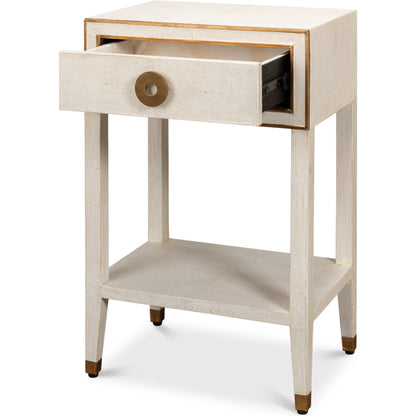 Gabriella Shagreen Nightstand by Sarreid Ltd.. Made from iron, leather in a modern style.