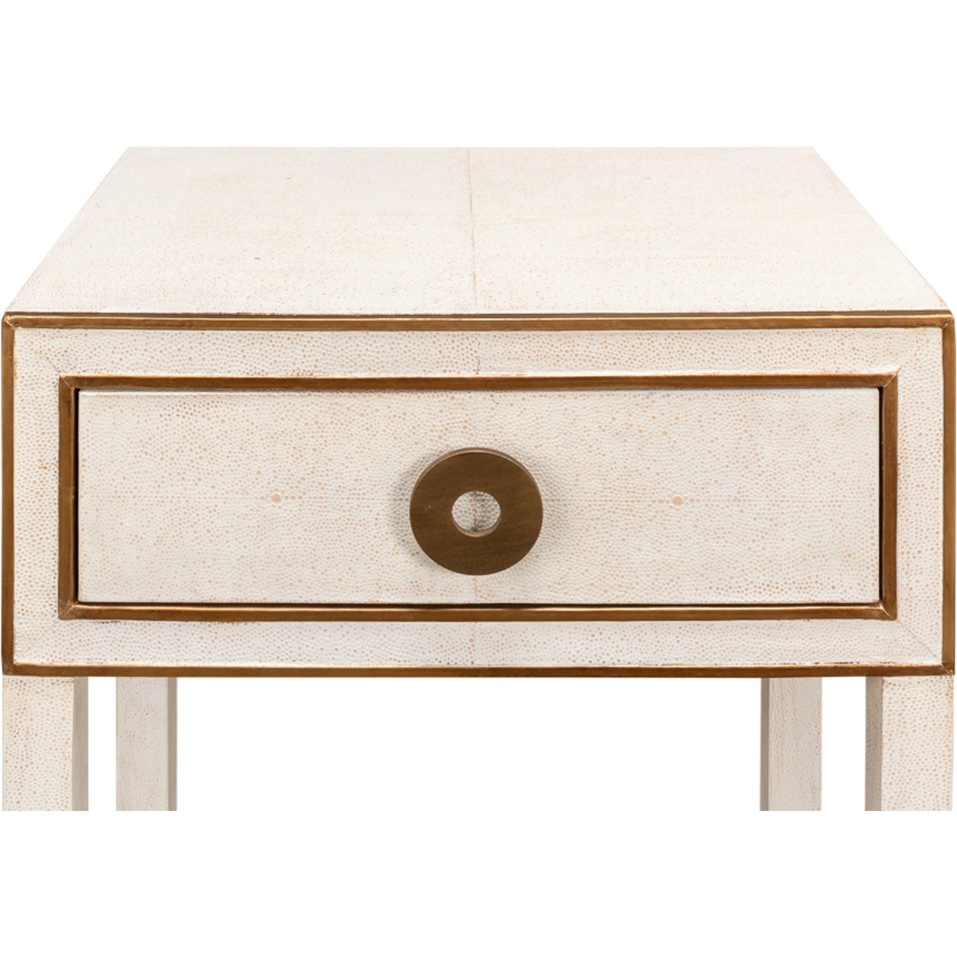 Gabriella Shagreen Nightstand by Sarreid Ltd.. Made from iron, leather in a modern style.