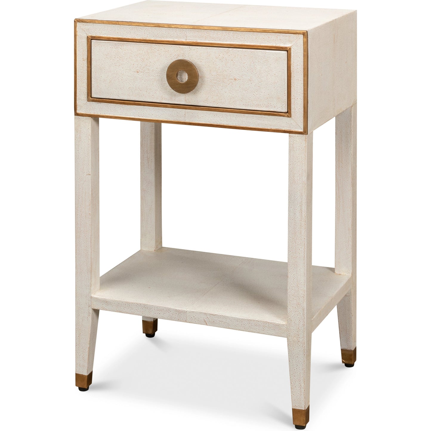 002 SI-1998420 | Primary Silo | Gabriella Shagreen Nightstand by Sarreid Ltd.. Made from iron, leather in a modern style.