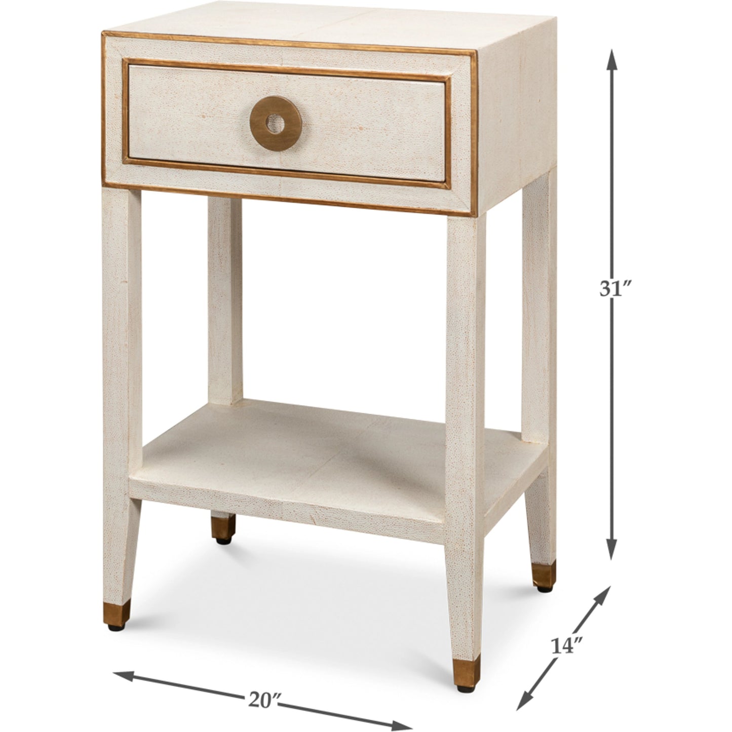 007 SI-1998420 | Additional Silo | Gabriella Shagreen Nightstand by Sarreid Ltd.. Made from iron, leather in a modern style.