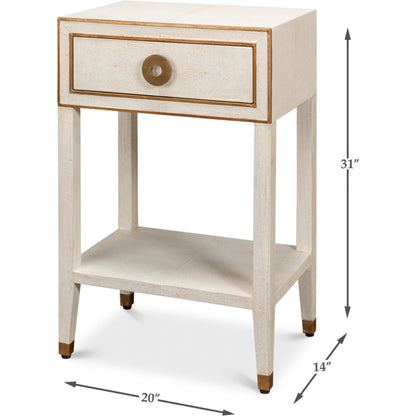 Gabriella Shagreen Nightstand by Sarreid Ltd.. Made from iron, leather in a modern style.