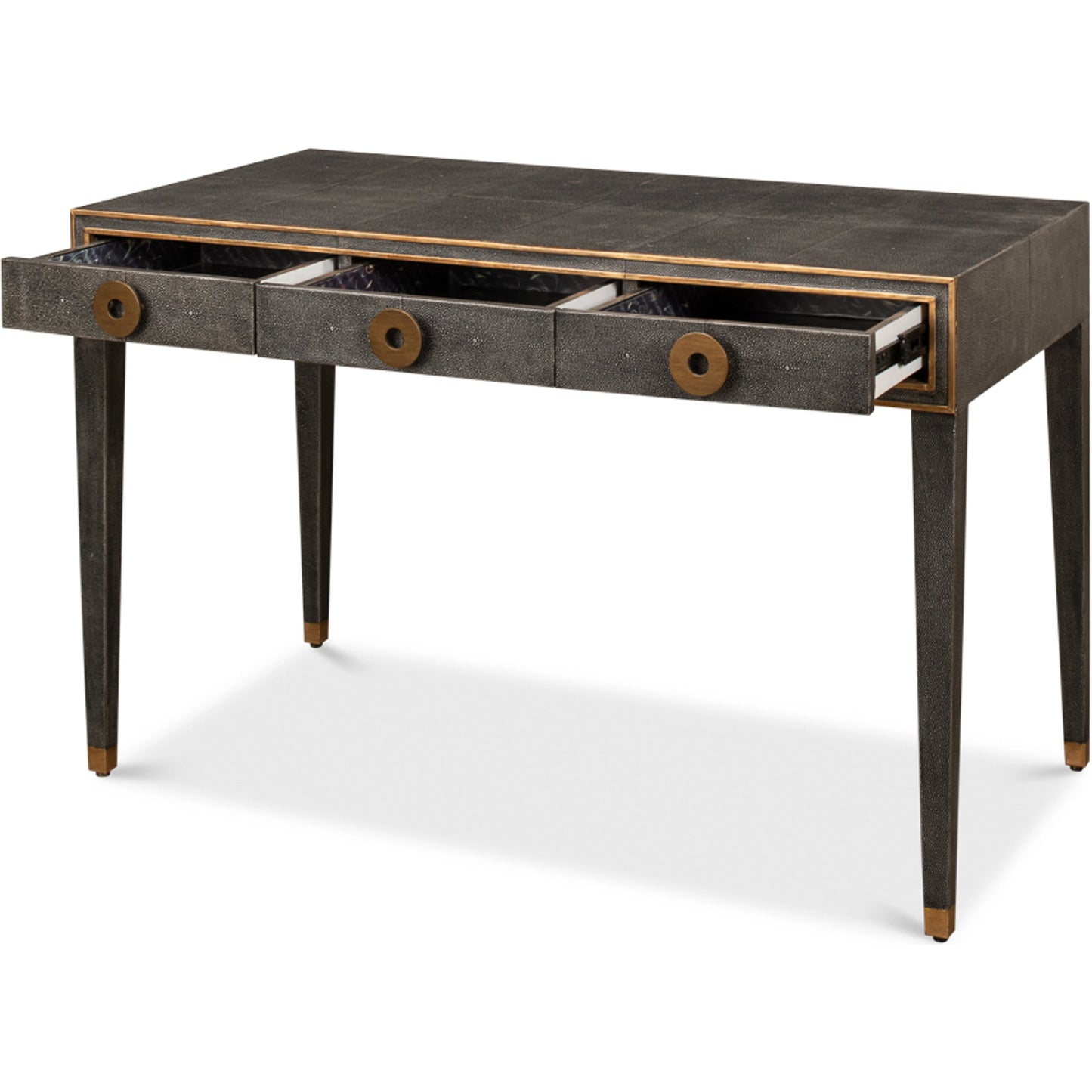005 SI-1998423 | Additional Silo | Gabriella Shagreen Desk by Sarreid Ltd.. Made from iron, leather, mdf, wood in a transitional style.