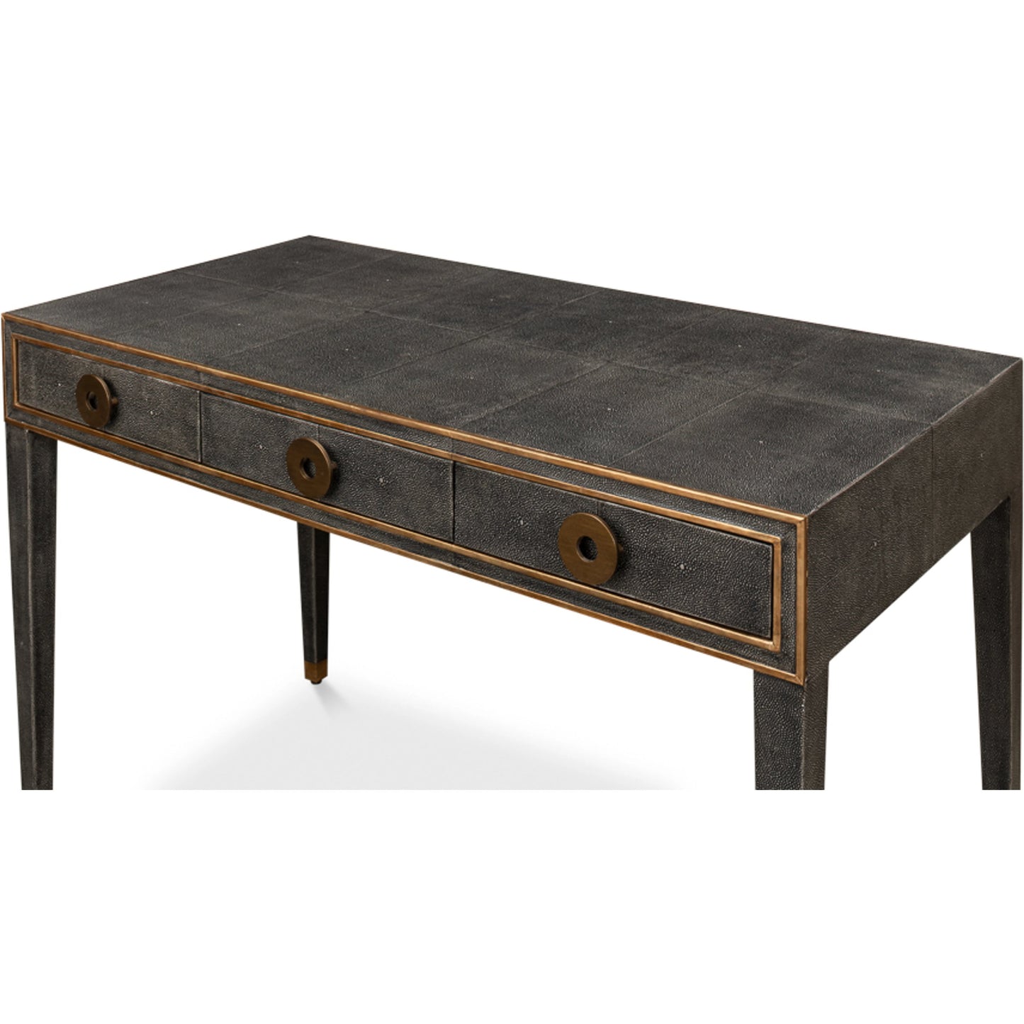 006 SI-1998423 | Additional Silo | Gabriella Shagreen Desk by Sarreid Ltd.. Made from iron, leather, mdf, wood in a transitional style.