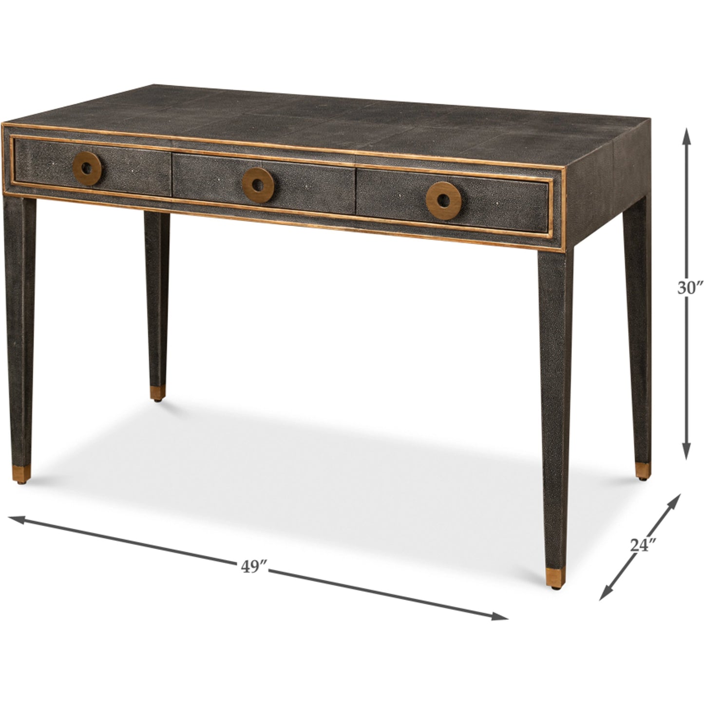 004 SI-1998423 | Additional Silo | Gabriella Shagreen Desk by Sarreid Ltd.. Made from iron, leather, mdf, wood in a transitional style.