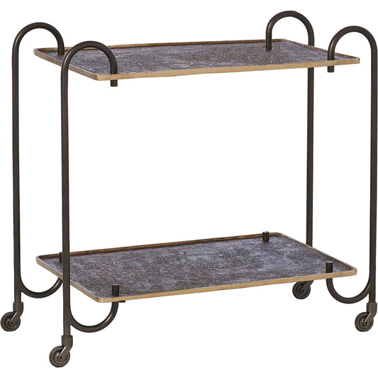 Blade Bar Cart by Global Views in bronze. Made from iron, aluminum in a modern style.