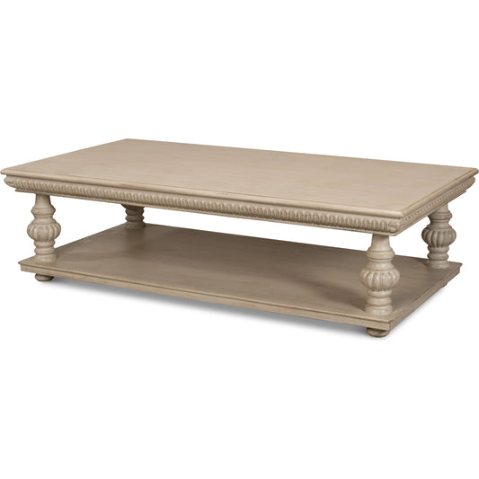 Hugo Cocktail Table by Sarreid Ltd. in stone grey. Made from pine in a traditional style.