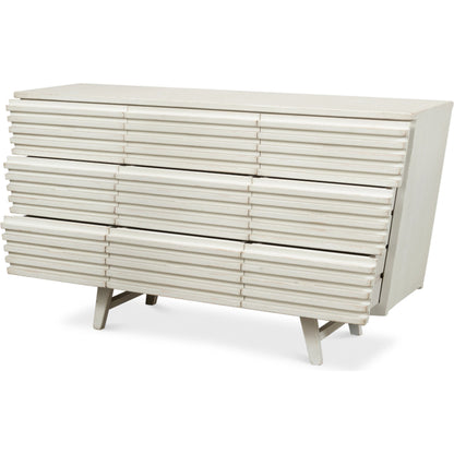 Ribbed 9 Drawer Commode by Sarreid Ltd.. Made from pine in a modern style.