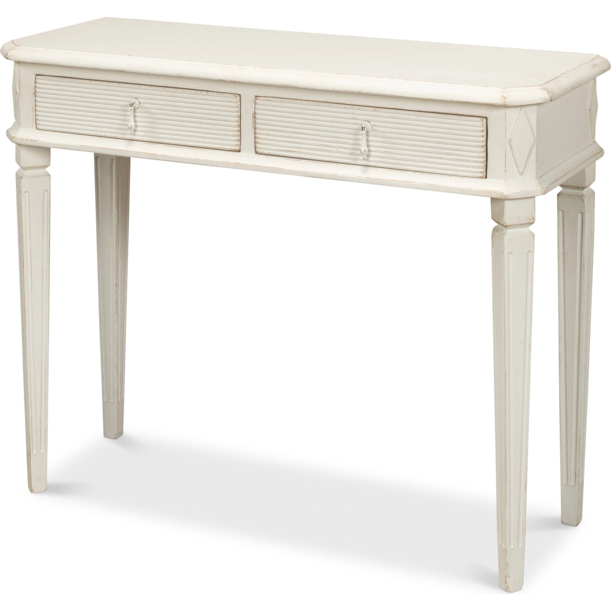 Cora Lamp Table by Sarreid Ltd. in antique white. Made from pine in a traditional style.