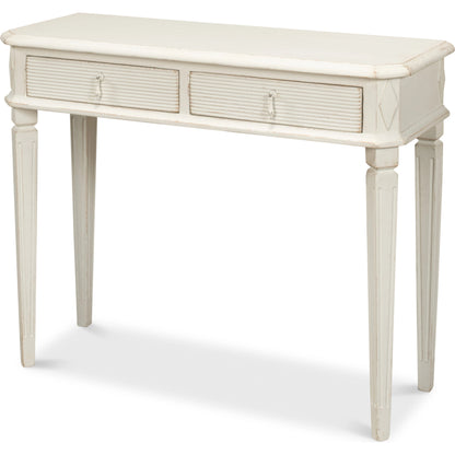 Cora Lamp Table by Sarreid Ltd. in antique white. Made from pine in a traditional style.