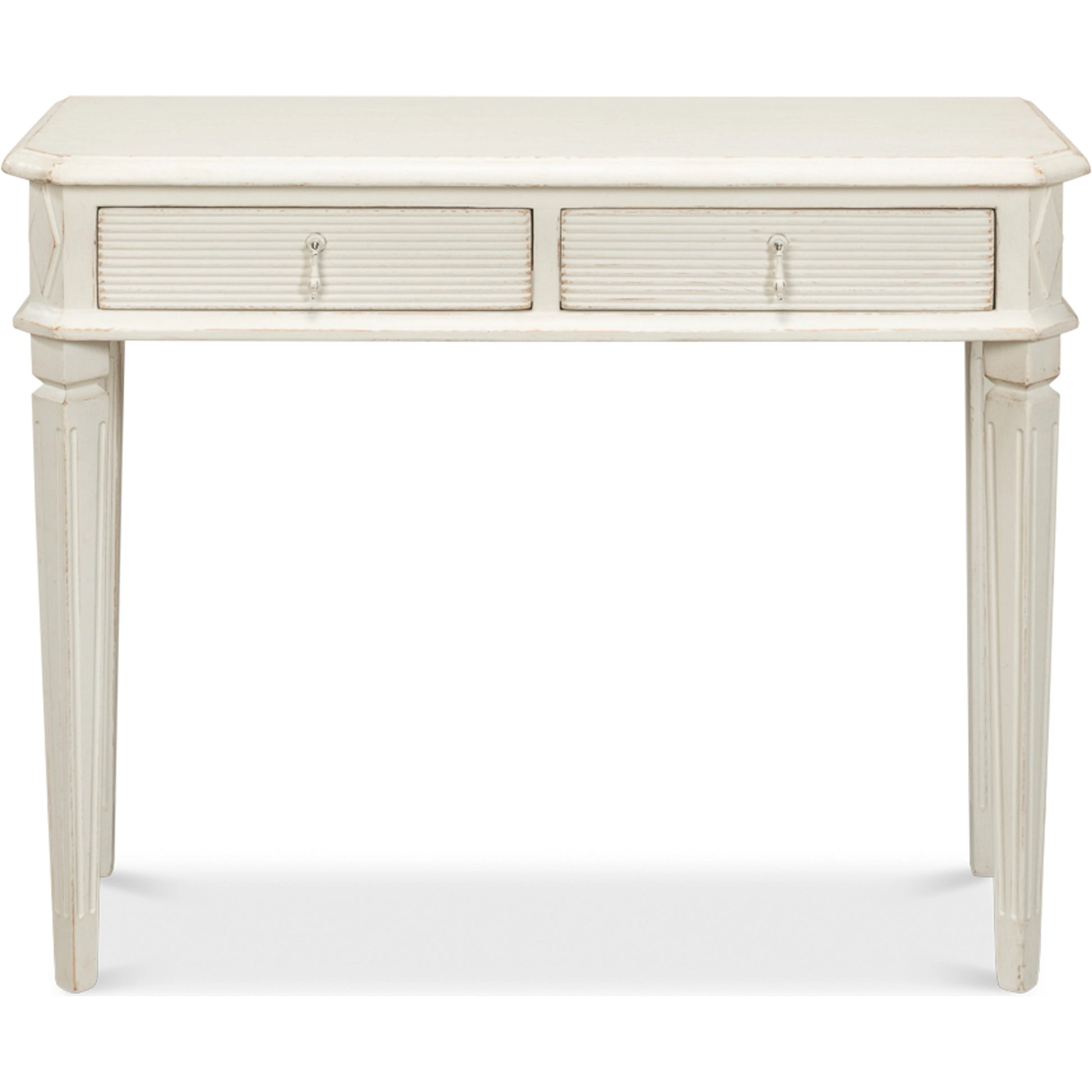 Cora Lamp Table by Sarreid Ltd. in antique white. Made from pine in a traditional style.