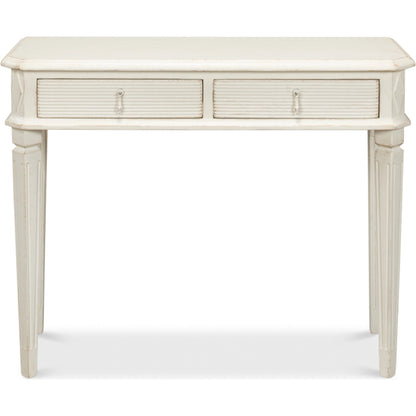Cora Lamp Table by Sarreid Ltd. in antique white. Made from pine in a traditional style.