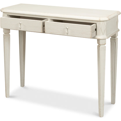 Cora Lamp Table by Sarreid Ltd. in antique white. Made from pine in a traditional style.