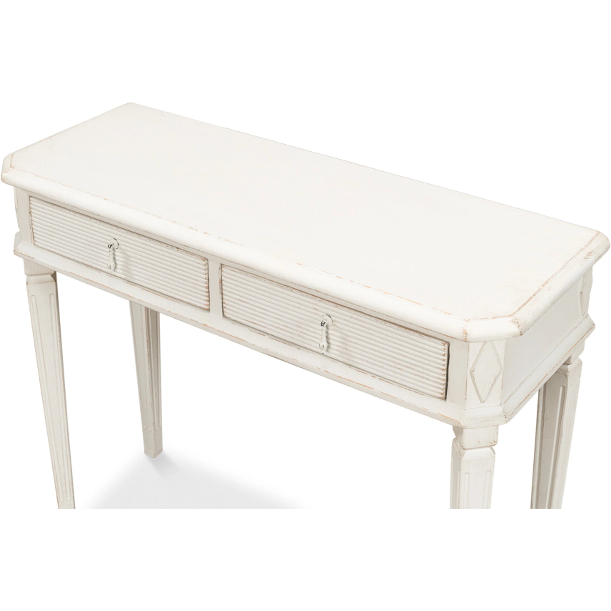 Cora Lamp Table by Sarreid Ltd. in antique white. Made from pine in a traditional style.