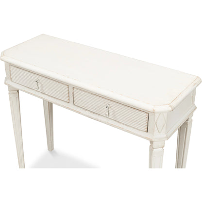 Cora Lamp Table by Sarreid Ltd. in antique white. Made from pine in a traditional style.