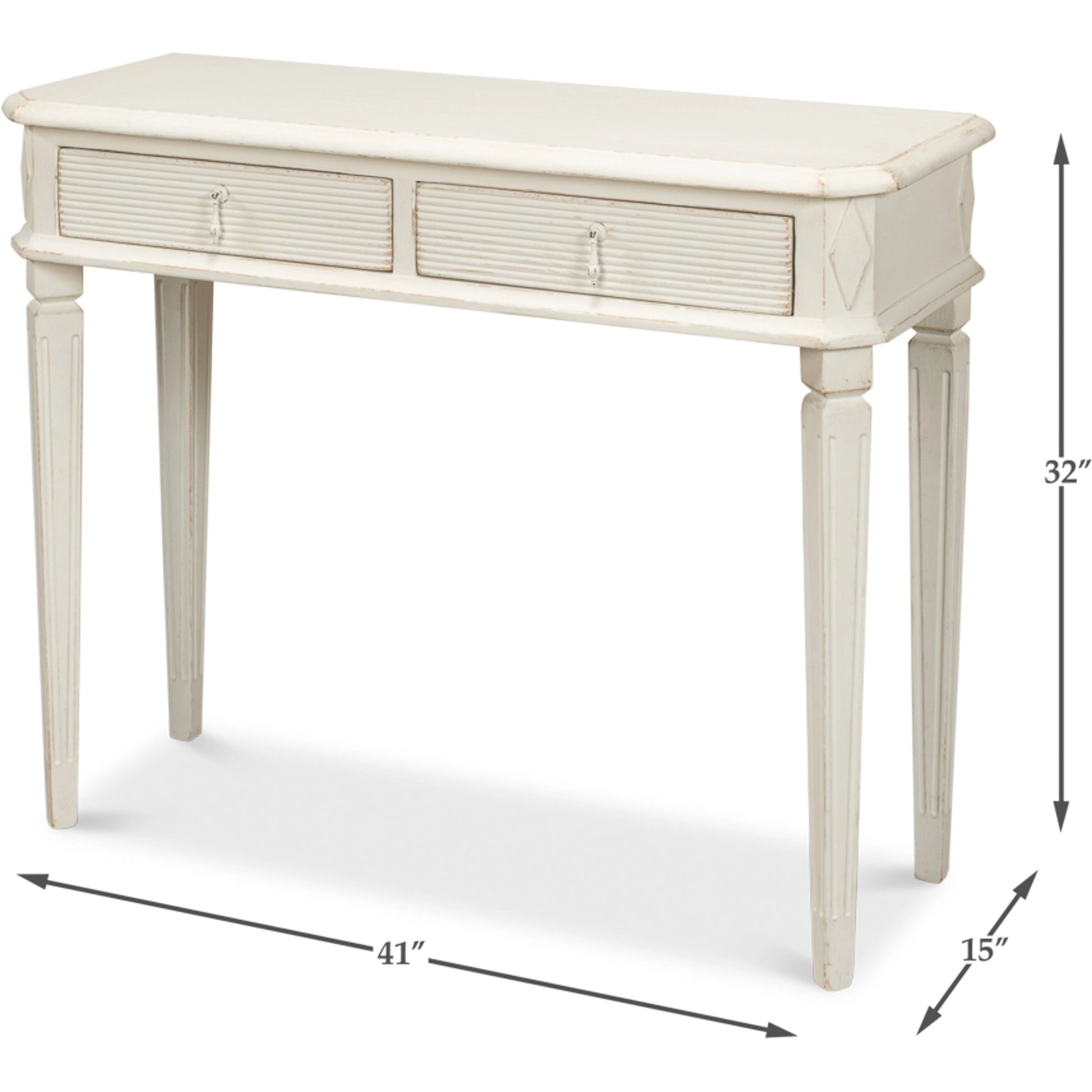 Cora Lamp Table by Sarreid Ltd. in antique white. Made from pine in a traditional style.