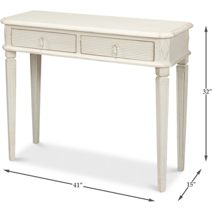 Cora Lamp Table by Sarreid Ltd. in antique white. Made from pine in a traditional style.