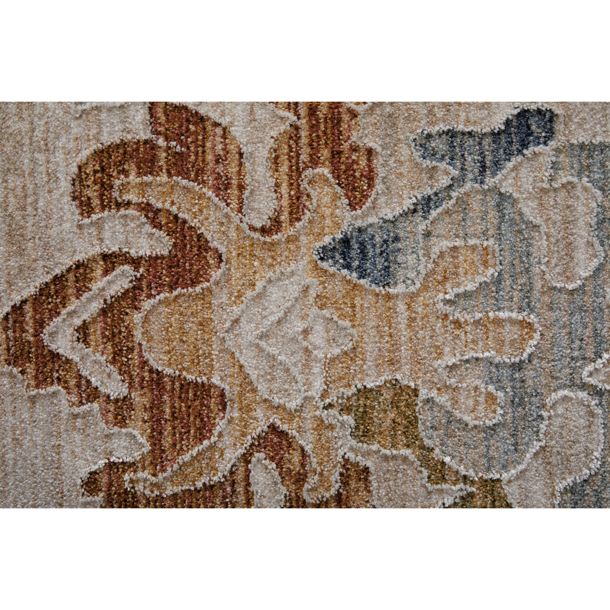 Pasha Transitional & Botanical Rug - 39M8F by Feizy in ivory, blue, gold. Made from polyester in a unique style.