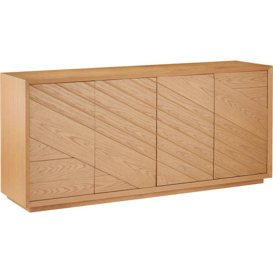 Margot Natural Oak Credenza by Currey and Company in light oak, beige. Made from white oak solid, veneer, velvet in a unique style.