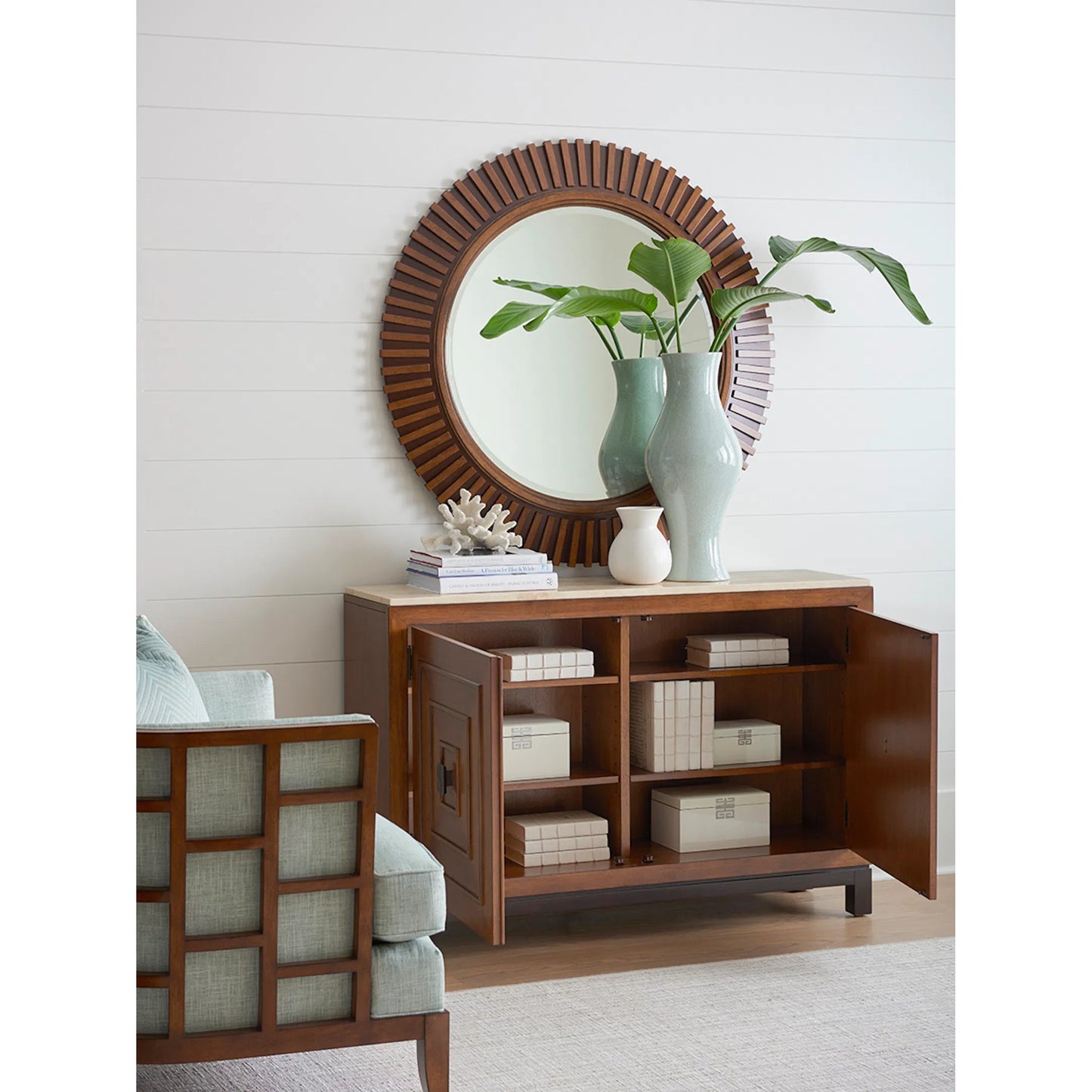 000 SI-2540620 | Lifestyle | Jakarta Chest With Stone Top by Tommy Bahama Home in bali. Made from hickory, stone, fabric in a unique style.