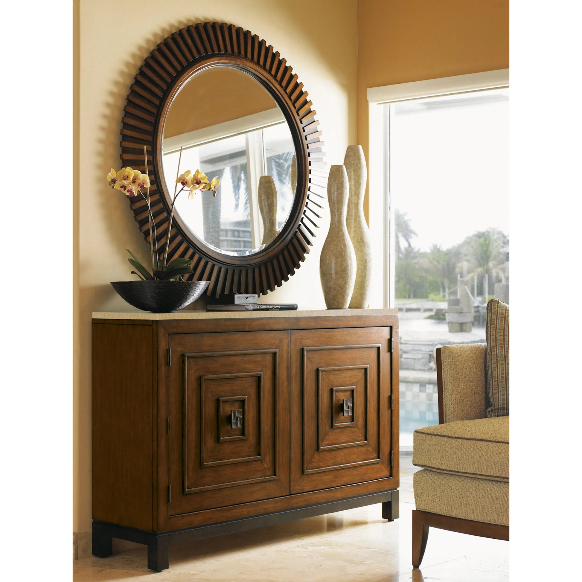 Jakarta Chest With Stone Top by Tommy Bahama Home in bali. Made from hickory, stone, fabric in a unique style.