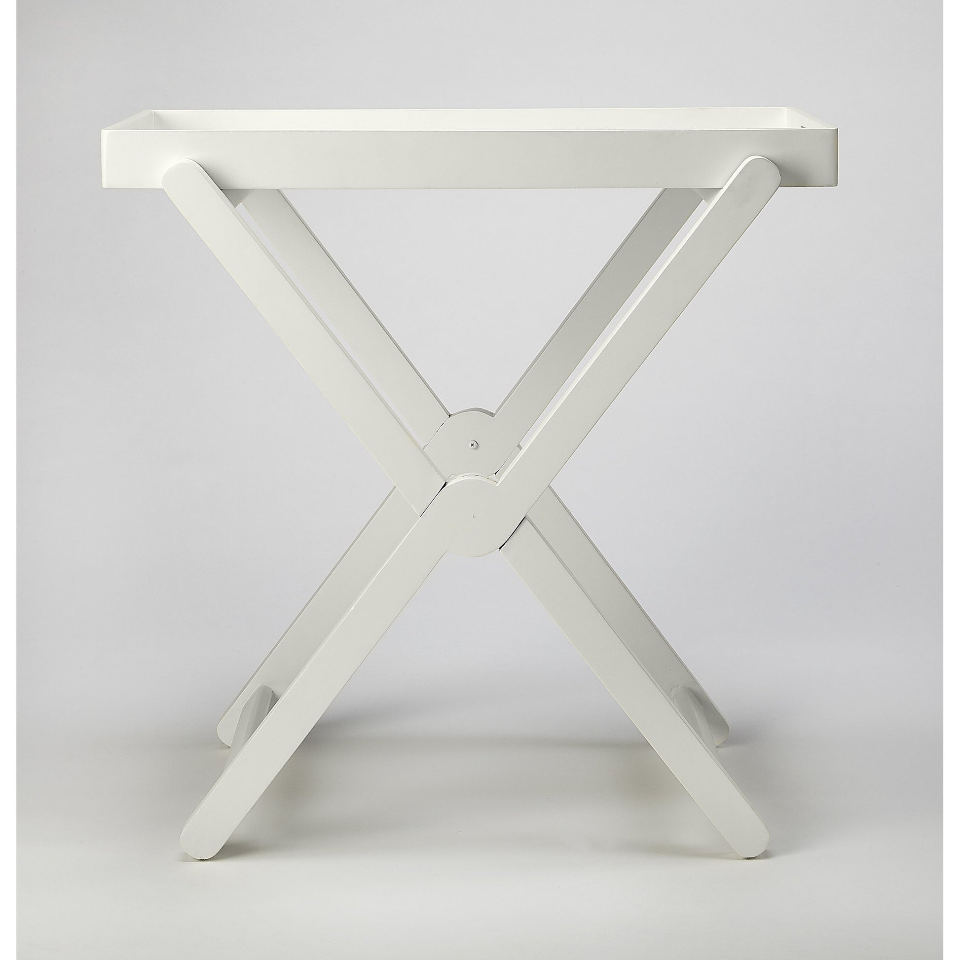 Edna Tray Table by Butler Specialty Company in white and white. Made from mango wood solids in a cottage & farmhouse style.