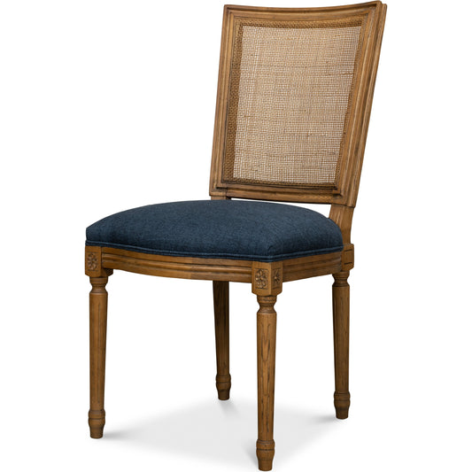 Boyd Side Chair by Sarreid Ltd. in blue. Made from solid ash, fabric in a cottage & farmhouse style.