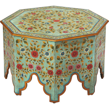 Priya Hand Painted Coffee Table by Butler Specialty Company in green and artifacts. Made from merranti wood solids, mdf, hand painted design in a eclectic & global style.