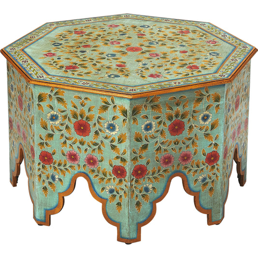 Priya Hand Painted Coffee Table by Butler Specialty Company in green and artifacts. Made from merranti wood solids, mdf, hand painted design in a eclectic & global style.