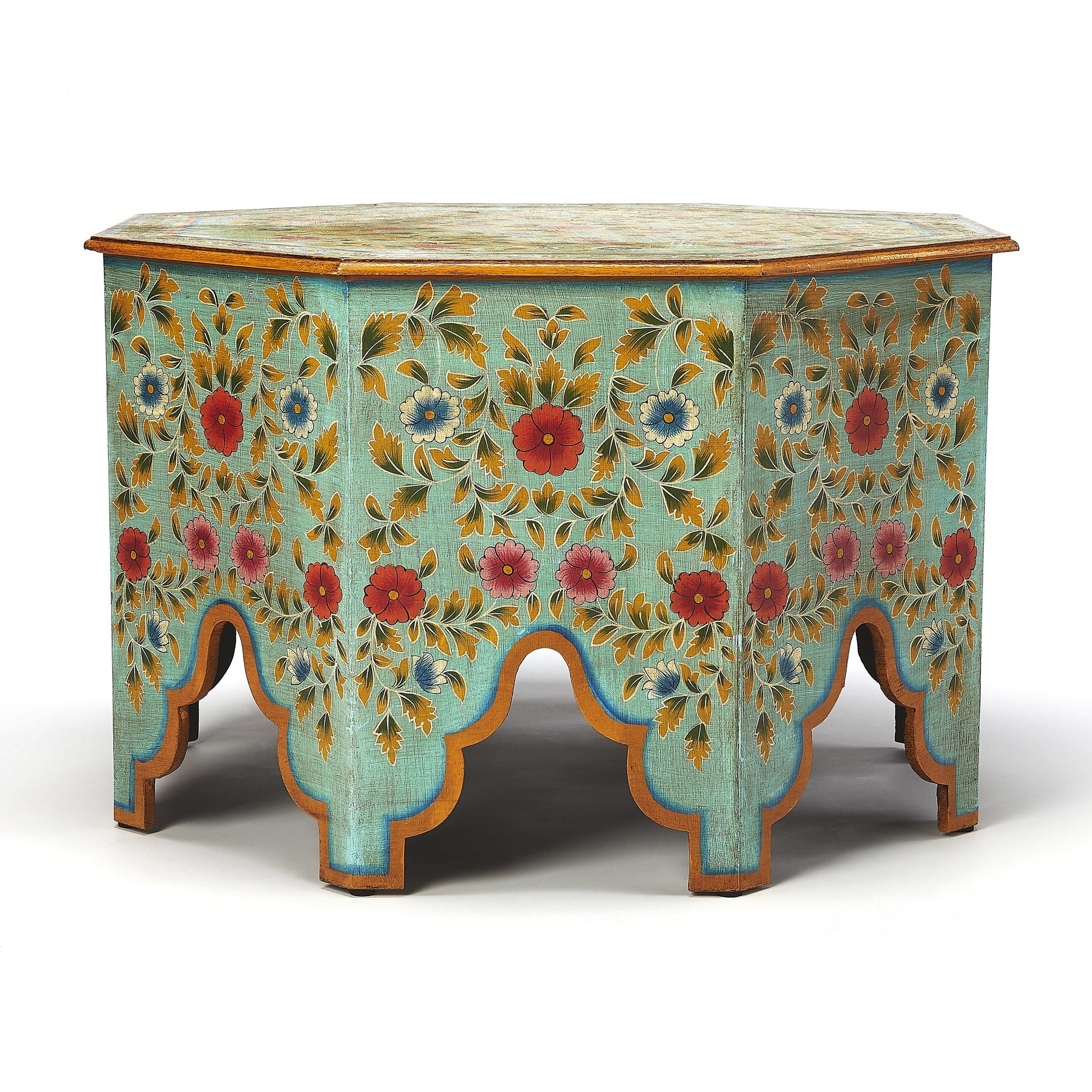 Priya Hand Painted Coffee Table by Butler Specialty Company in green and artifacts. Made from merranti wood solids, mdf, hand painted design in a eclectic & global style.