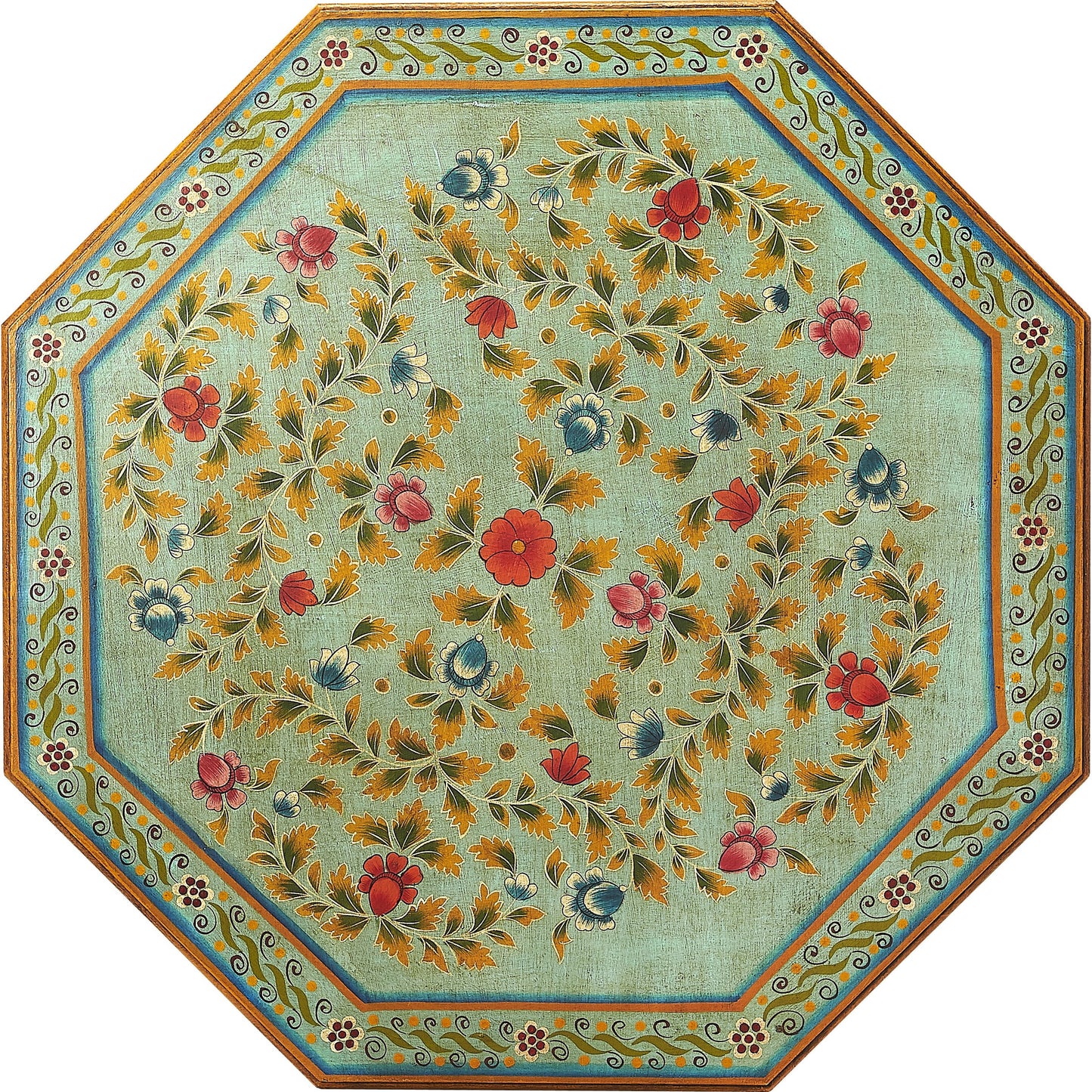 002 S-346355 | Additional Silo | Priya Hand Painted Coffee Table by Butler Specialty Company in green and artifacts. Made from merranti wood solids, mdf, hand painted design in a eclectic & global style.