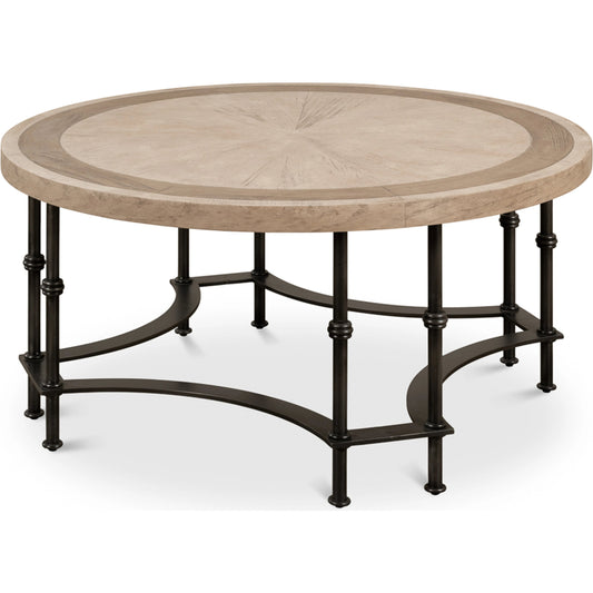 Chisholm Equestrian Cocktail Table by Sarreid Ltd. in barn grey. Made from pine in a transitional style.