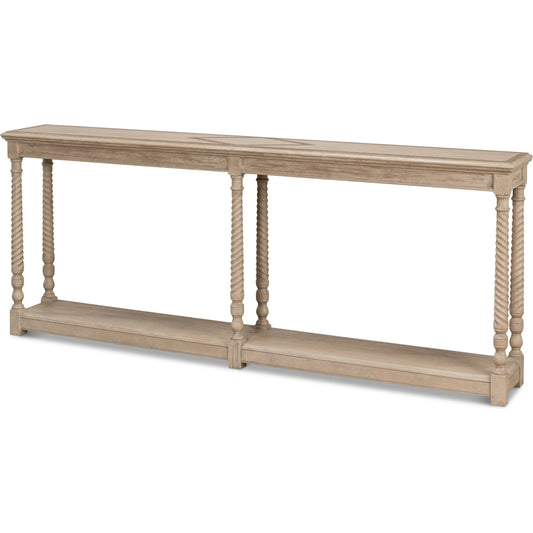 Sierra Equestrian Console Table by Sarreid Ltd. in barn grey. Made from pine in a traditional style.
