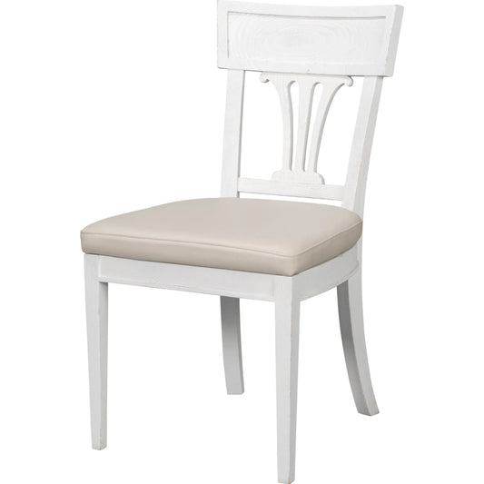 Bondi Bungalow Dining Chair (Set of 2) by Sarreid Ltd. in white and beechwood, napa off white leather. Made from unique in a transitional style.