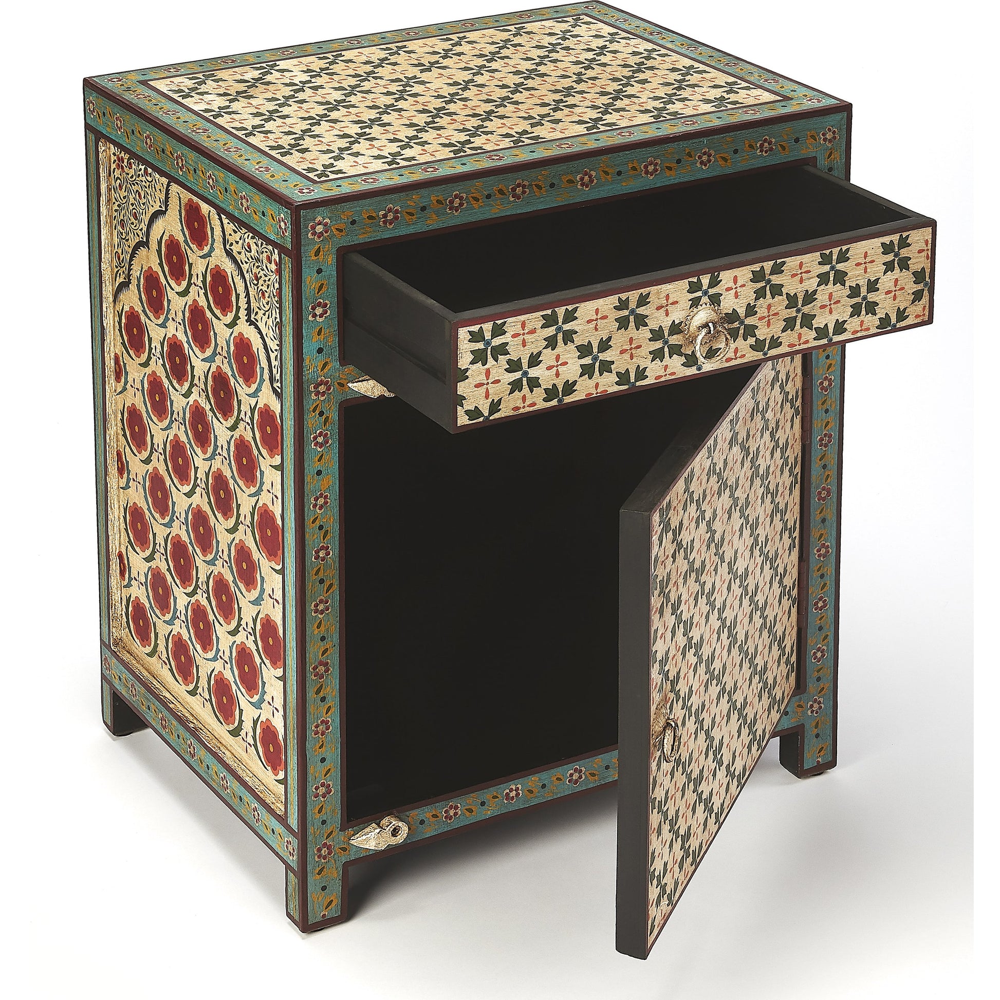 Perna Hand Painted Chest by Butler Specialty Company in multi-color and artifacts. Made from merranti wood solids, mdf, hand painted design in a cottage & farmhouse style.