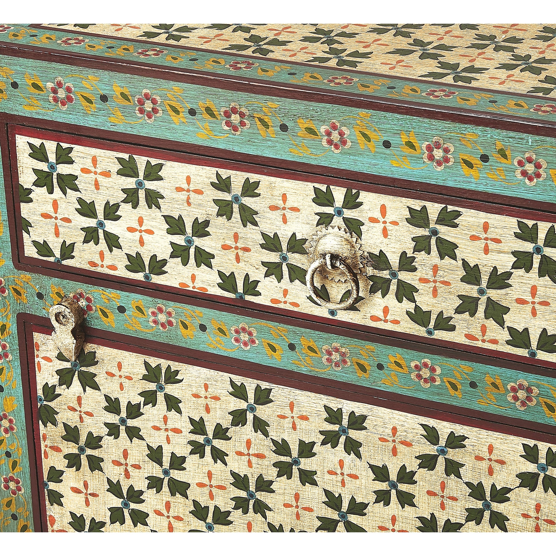 Perna Hand Painted Chest by Butler Specialty Company in multi-color and artifacts. Made from merranti wood solids, mdf, hand painted design in a cottage & farmhouse style.