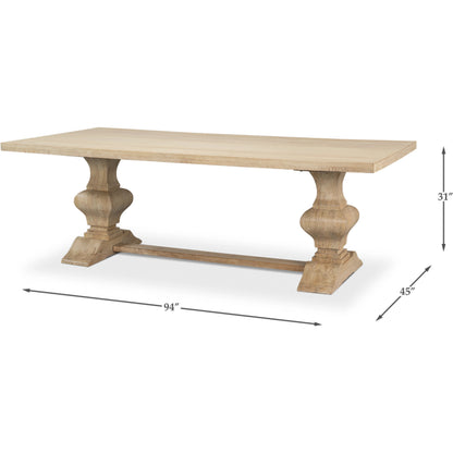 Wesley Dining Table by Sarreid Ltd. in sienna. Made from mango wood in a traditional style.
