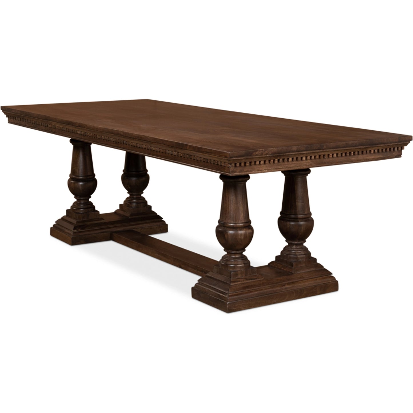 004 SI-1998493 | Additional Silo | Joshua Pedestal Dining Table by Sarreid Ltd. in walnut. Made from mango wood in a traditional style.