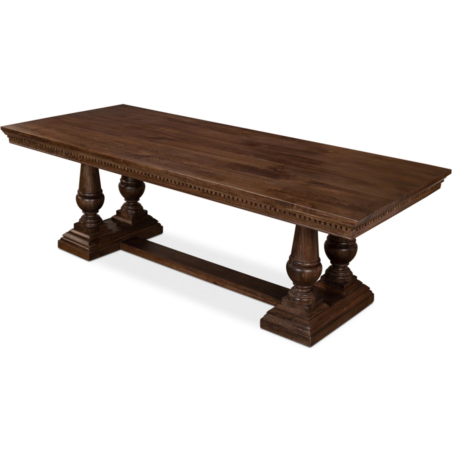 005 SI-1998493 | Additional Silo | Joshua Pedestal Dining Table by Sarreid Ltd. in walnut. Made from mango wood in a traditional style.