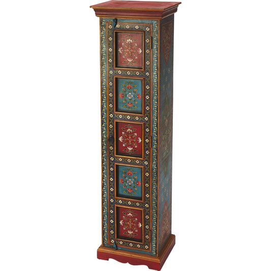 Amir Hand Painted Tall Cabinet by Butler Specialty Company in multi-color and artifacts. Made from merranti wood solids, mdf, hand painted design in a eclectic & global style.