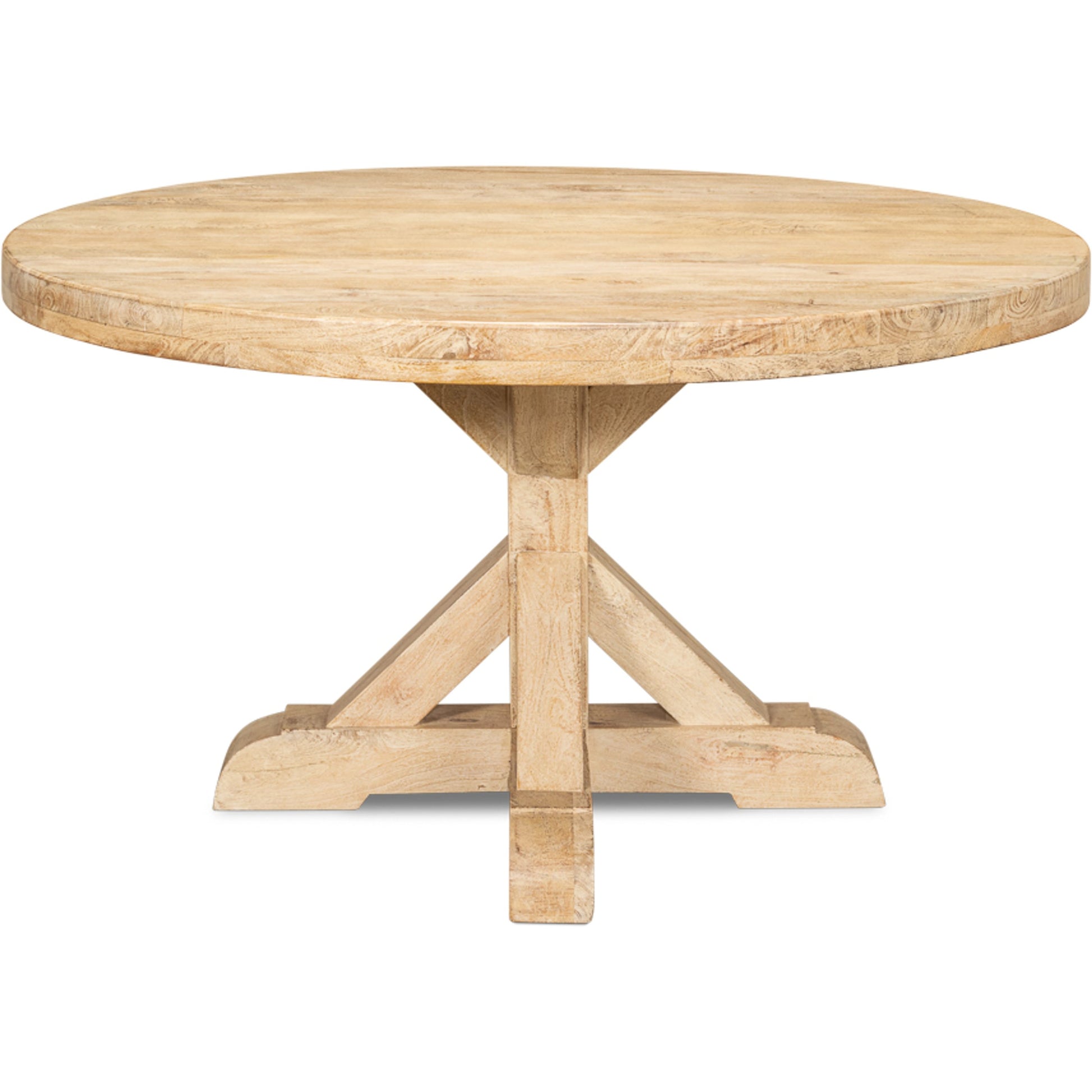 Oleski Round Dining Table by Sarreid Ltd. in sienna. Made from mango wood in a modern style.